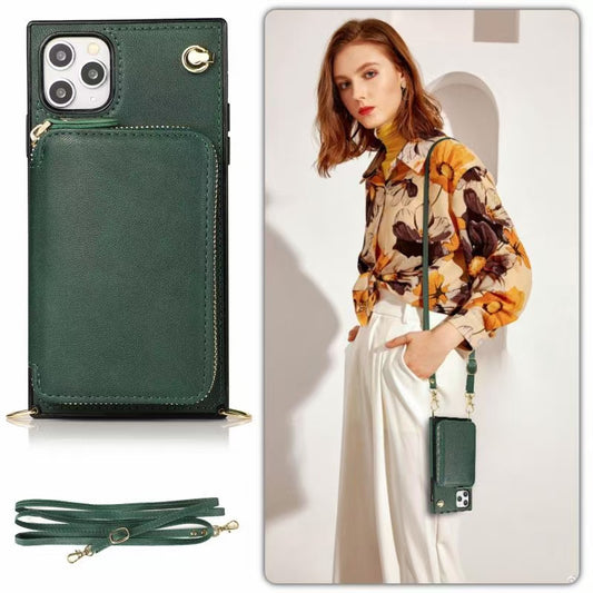 Zipper card bag square phone case for iphone