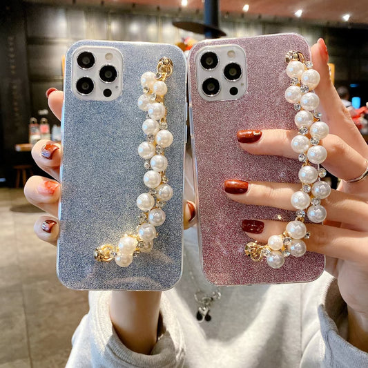 Glitter pearl bracelet phone case for iphone