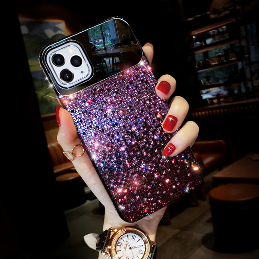 Gradient rhinestone mirror phone case