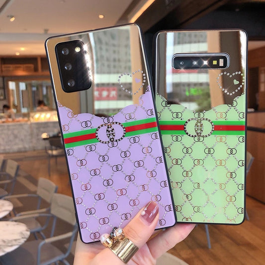 Rhinestone makeup mirror phone case for samsung