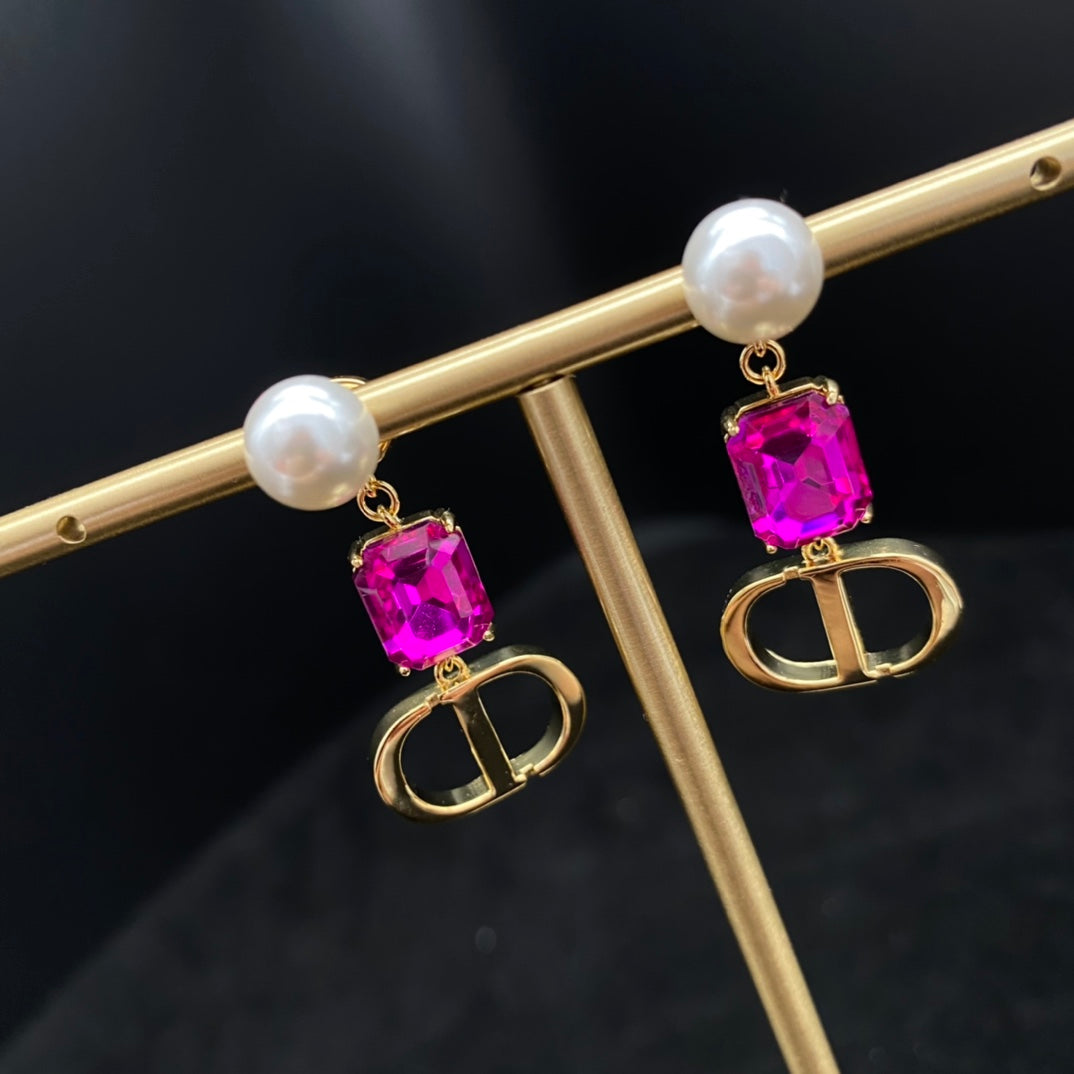 Purple pearl earrings
