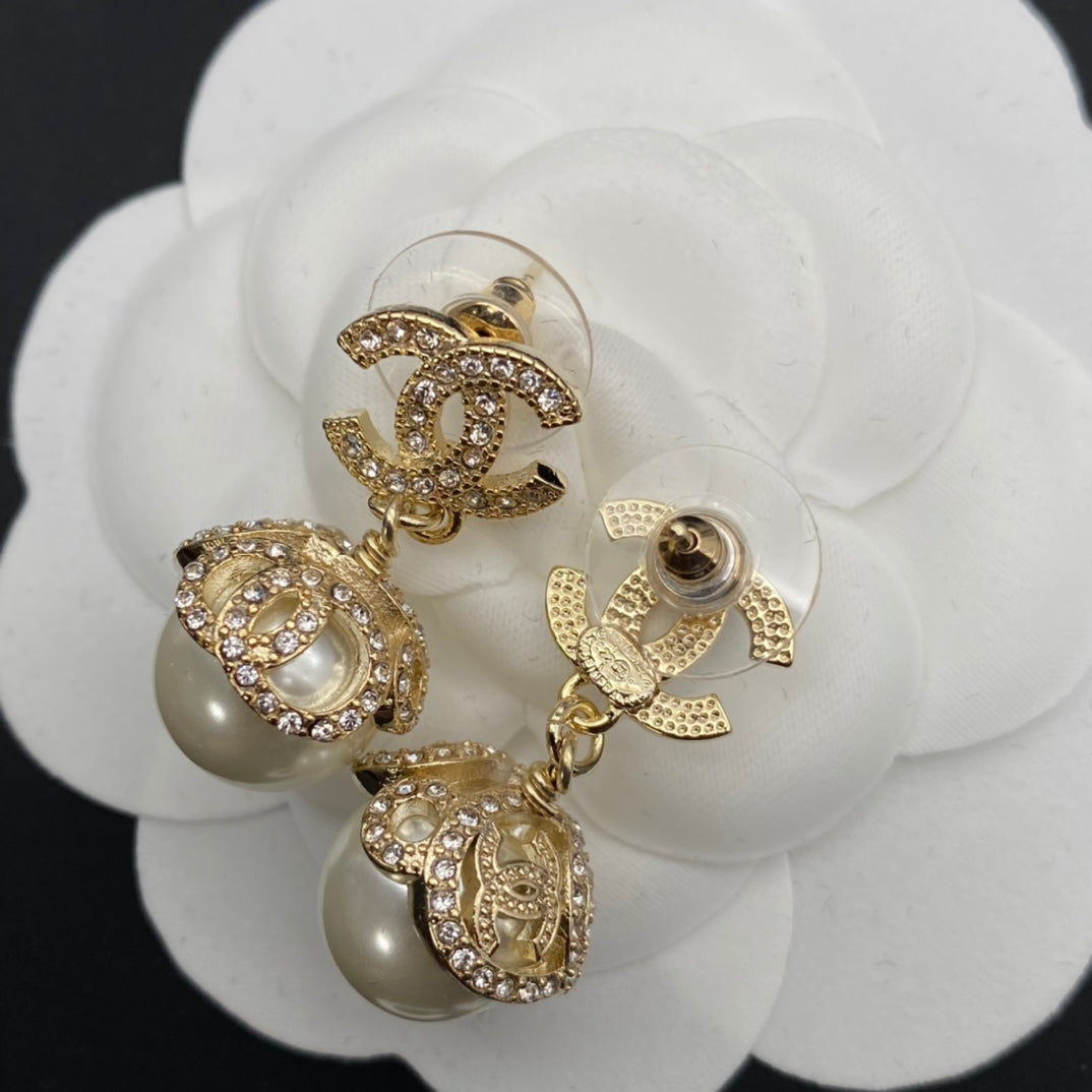 crystal pearl earrings