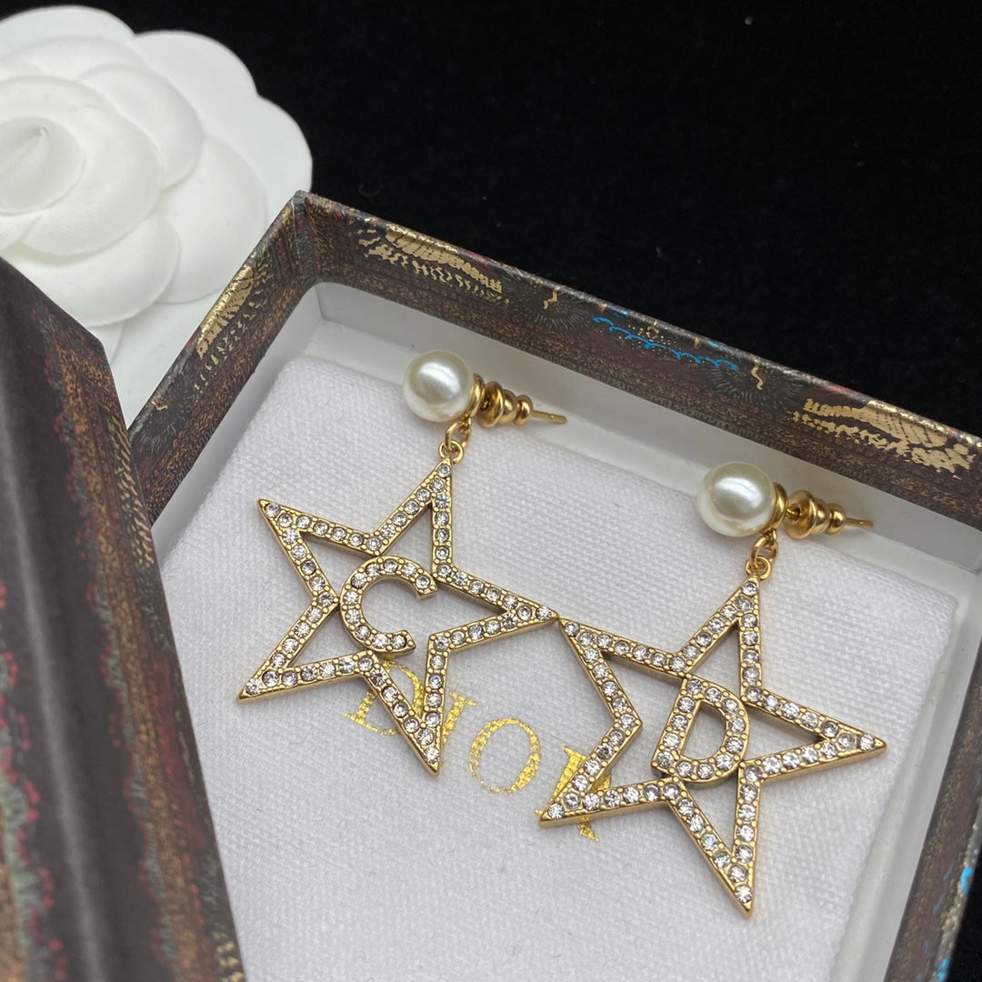 Pentagram Pearl Earrings