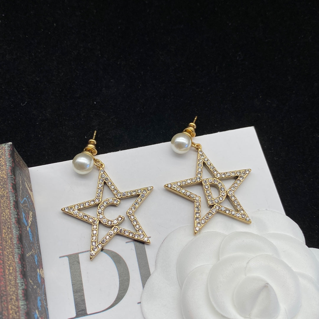 Pentagram Pearl Earrings