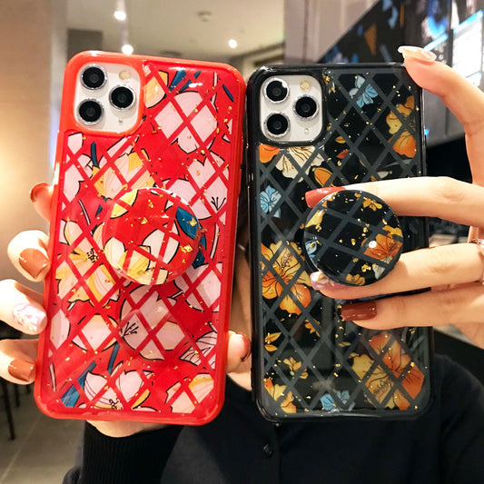 Grid Retro Floral bracket phone Case