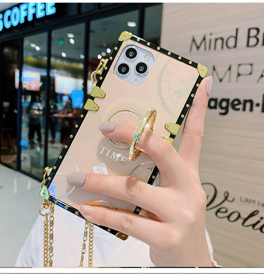 Square clock  phone case with lanyard