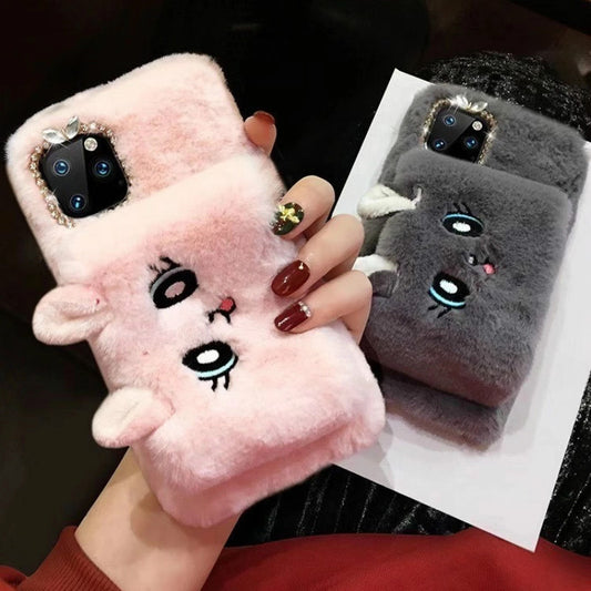 Cat gloves plush phone case