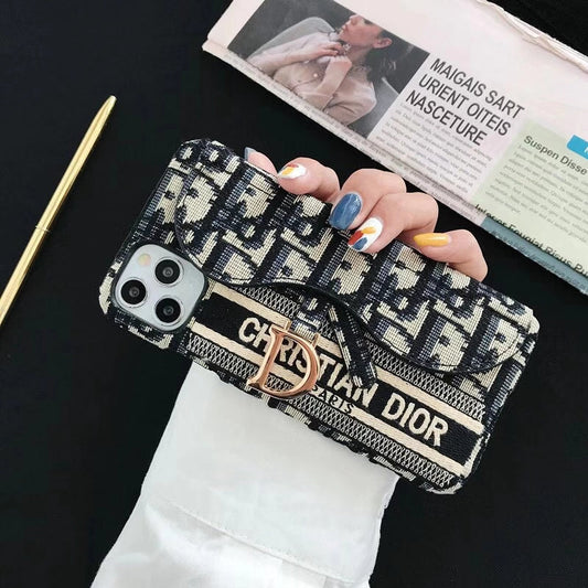 Embroidered retro card case phone case