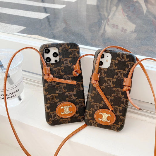 Fashion slant back lanyard phone case