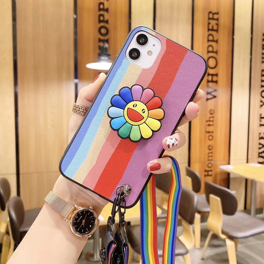 Rainbow the same bracket  lanyard phone case for Samsung