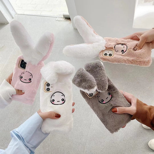 Rabbit plush phone case with moving ears