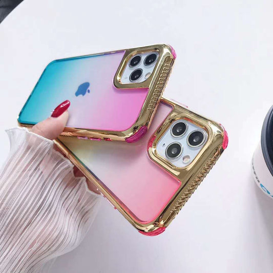 Electroplating gradient three-in-one phone case