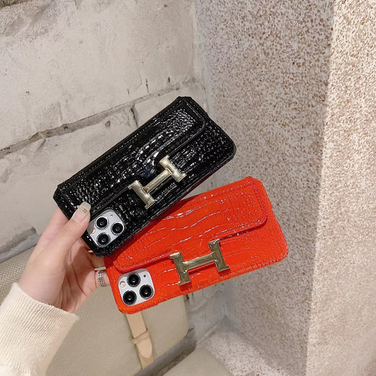 Leather card pocket Bracket phone case