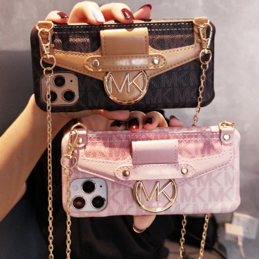 Diagonal chain card case phone case