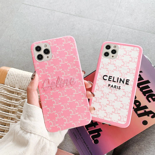 Pink embroidery phone case