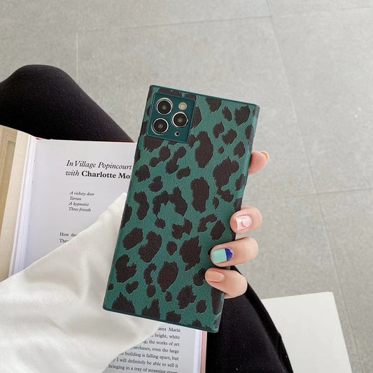 Leather Leopard Square Phone Case