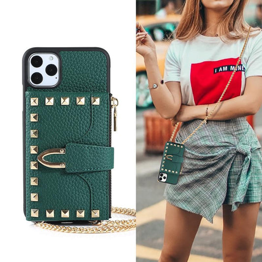 Zipper wallet chain phone case - LVCASE
