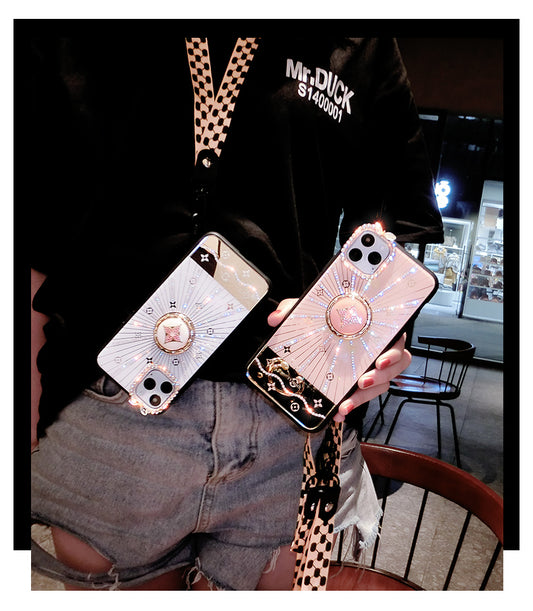 Diamond makeup mirror phone case for huawei