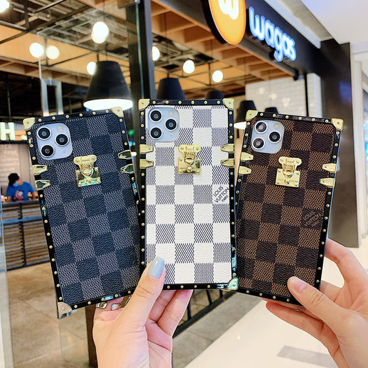 Checkered Slanted back lanyard phone case for Samsung