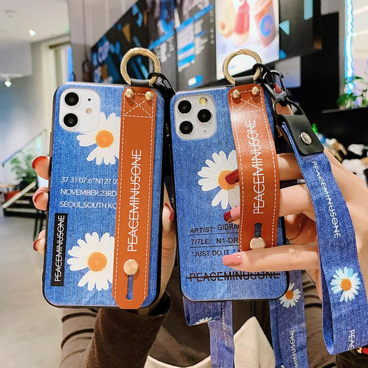 Small Daisy  Denim Wristband Phone Case - LVCASE