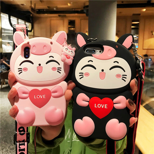 Women's Lanyard Cat Phone Case