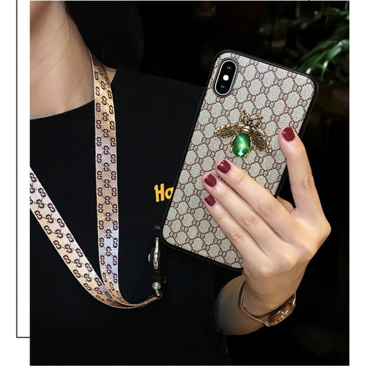 Rhinestone bee lanyard phone case for Samsung