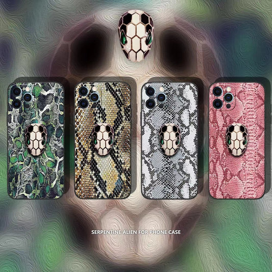 Fashion snake pattern leather phone case