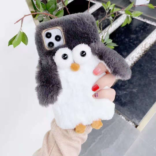 Cartoon penguin plush phone case