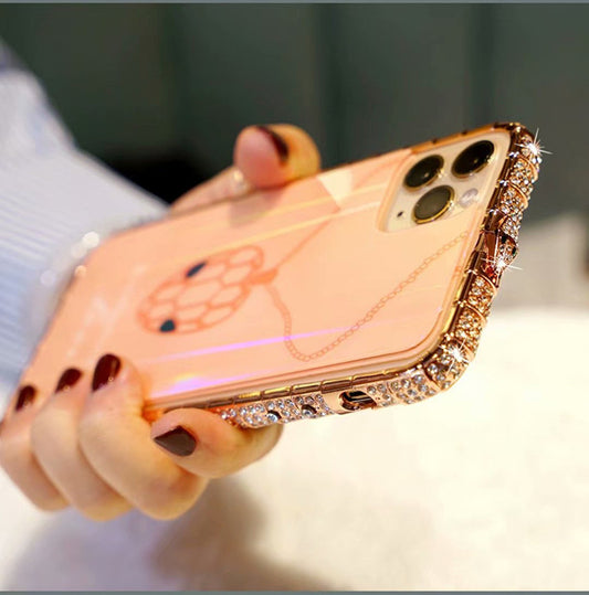Snake head frame plus tempered glass mobile phone case