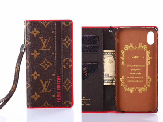 Square leather card case phone case