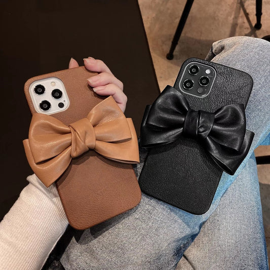 Bowknot leather phone case