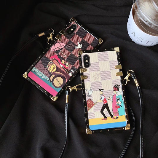 Luxury square lanyard phone case