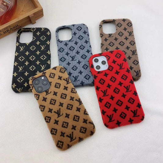 Fashion plush letter phone case