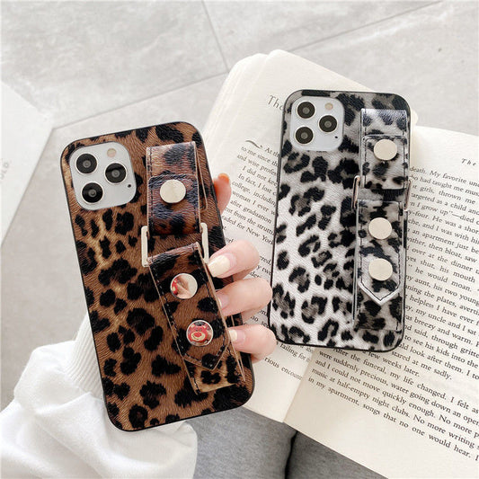 Leopard print wristband phone case