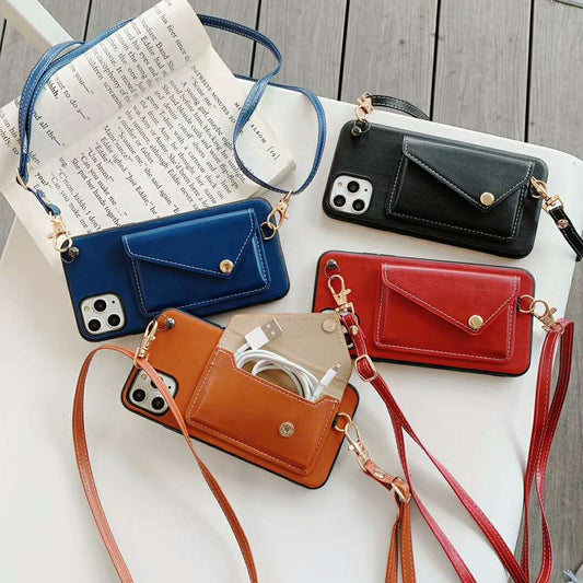 Leather Wallet Lanyard Phone Case - LVCASE