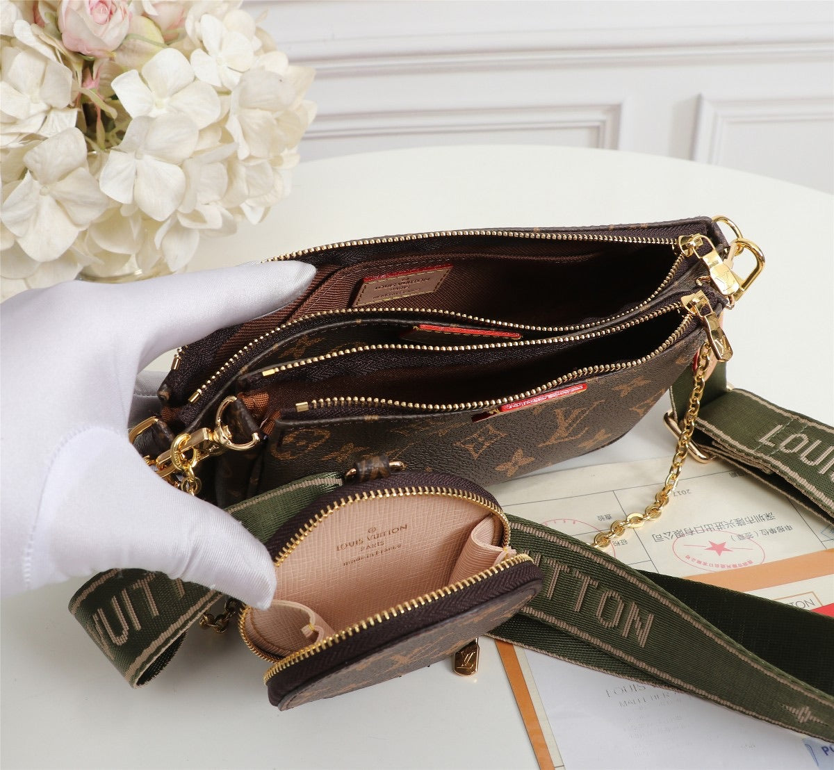 Lv pochette lime green