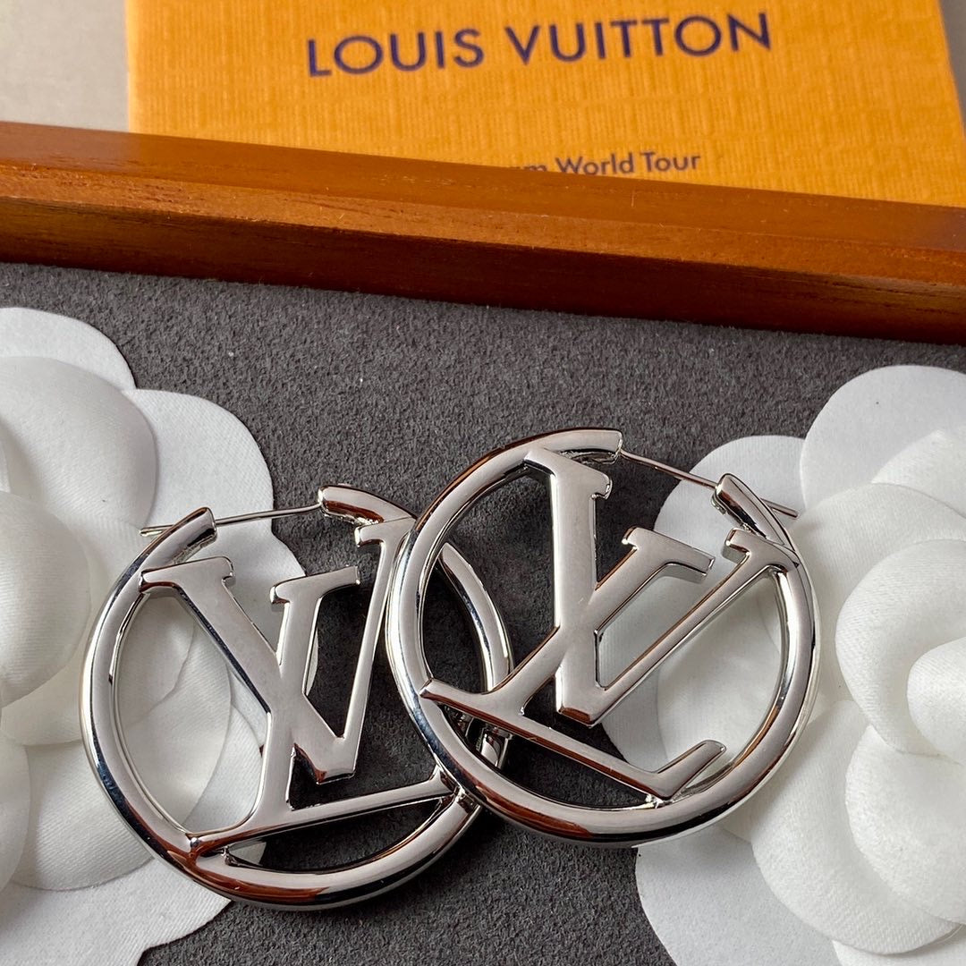 L v earrings silver