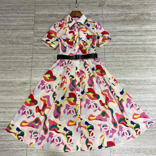 Shredded flowers at waist dress