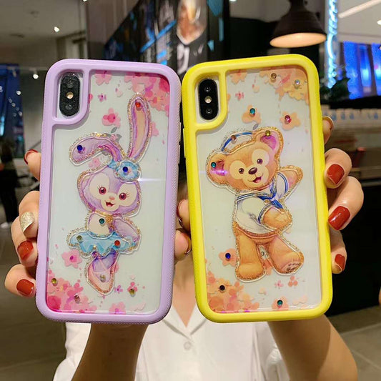 Cute Duffy bear stellalou transparent Phone Case For iPhone 8 7 Plus 11 Pro X XS Max XR Ballet rabbit Luxury diamonds back cover - LVCASE