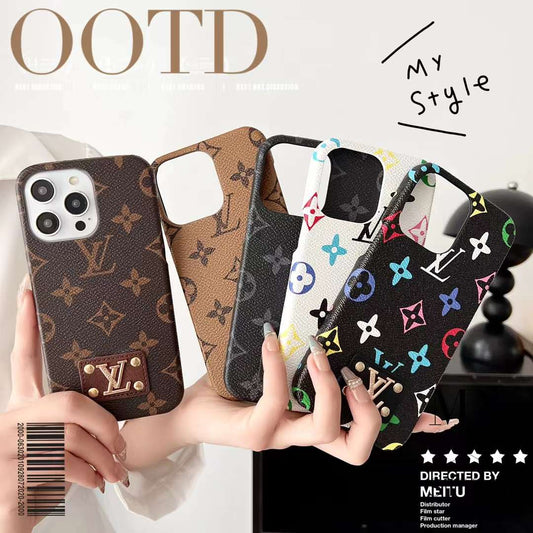 Leather label oil edge mobile phone case for iphone