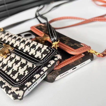 Cross-body leather card hold phone case for iphone