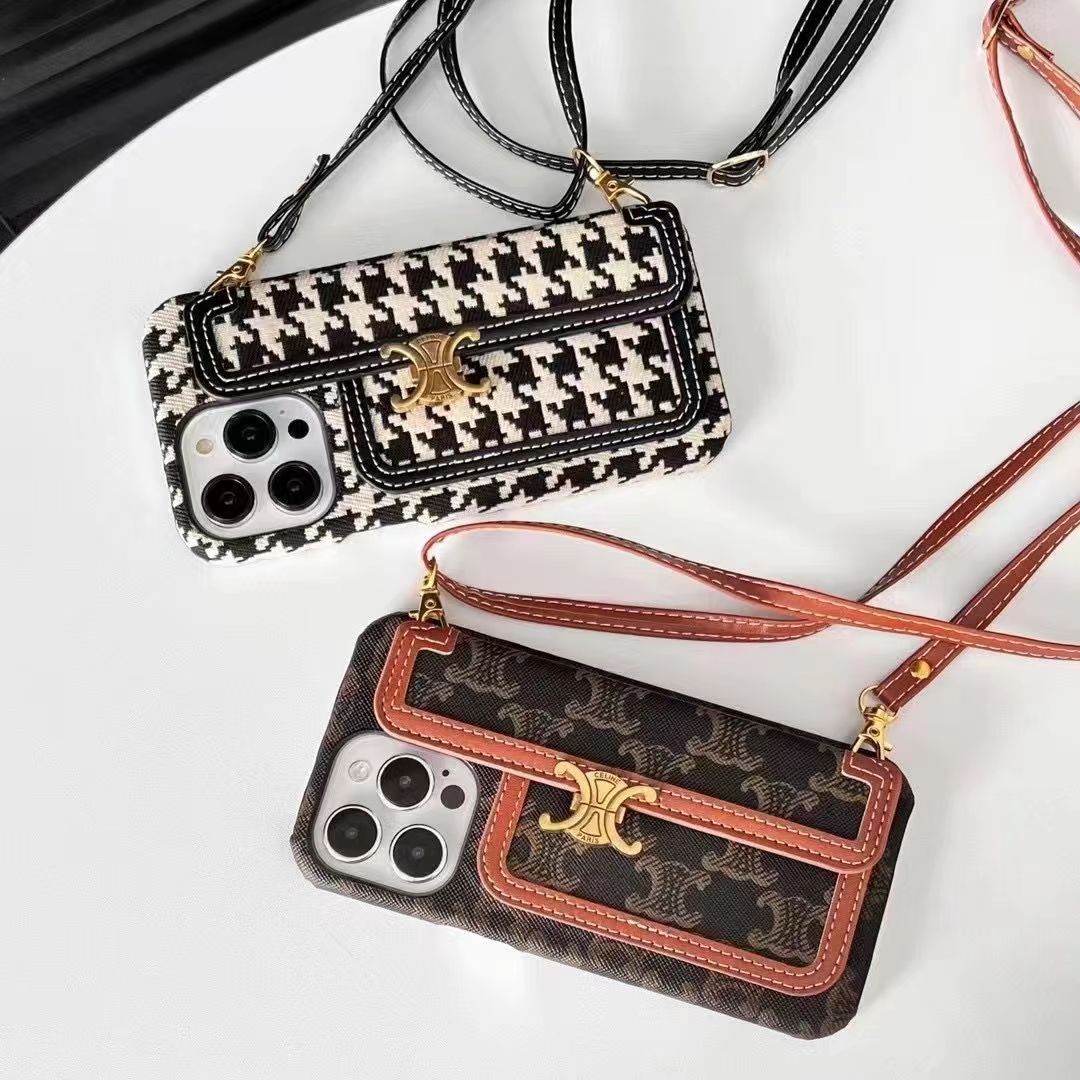 Cross-body leather card hold phone case for iphone