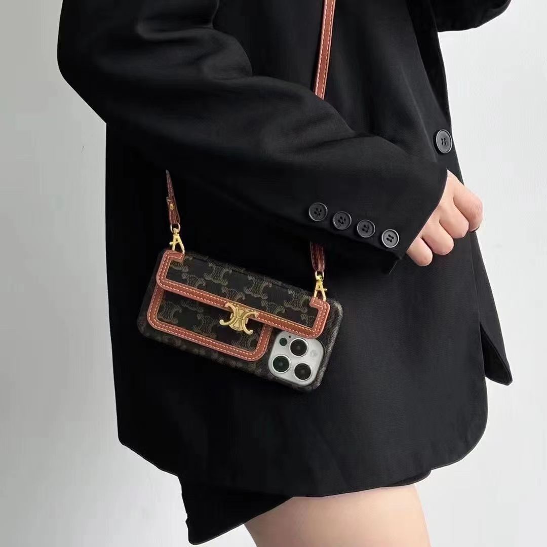Cross-body leather card hold phone case for iphone