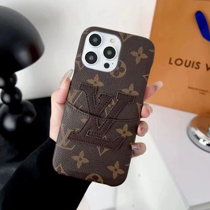 Vintage card hold leather phone case