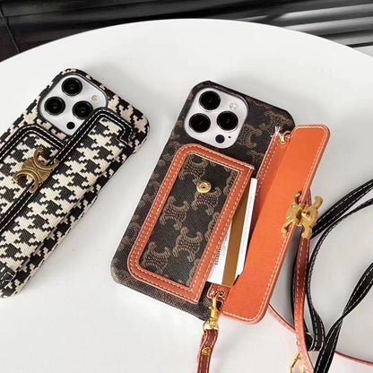 Cross-body leather card hold phone case for iphone