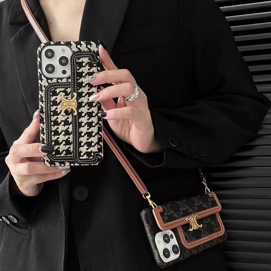 Cross-body leather card hold phone case for iphone