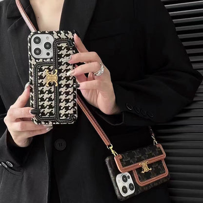 Cross-body leather card hold phone case for iphone