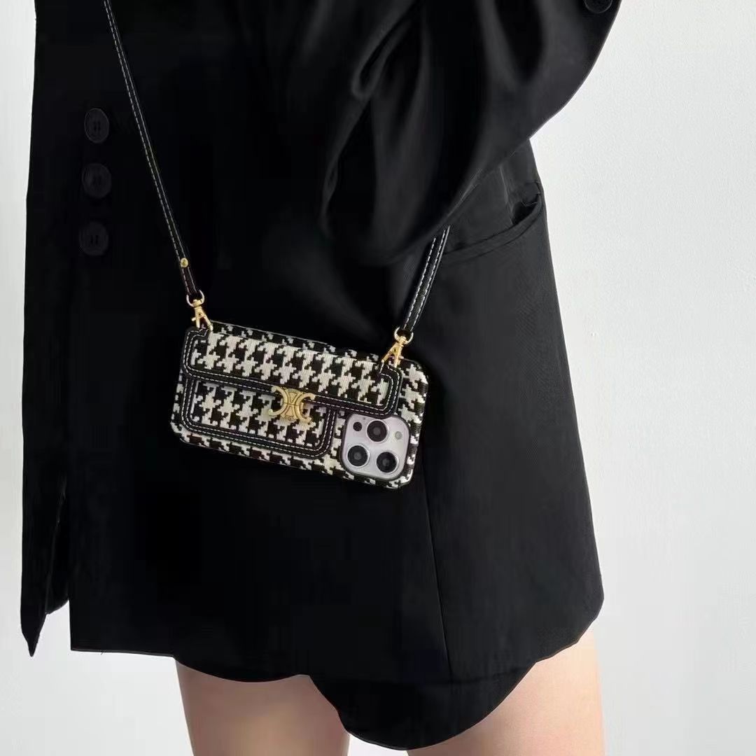 Cross-body leather card hold phone case for iphone