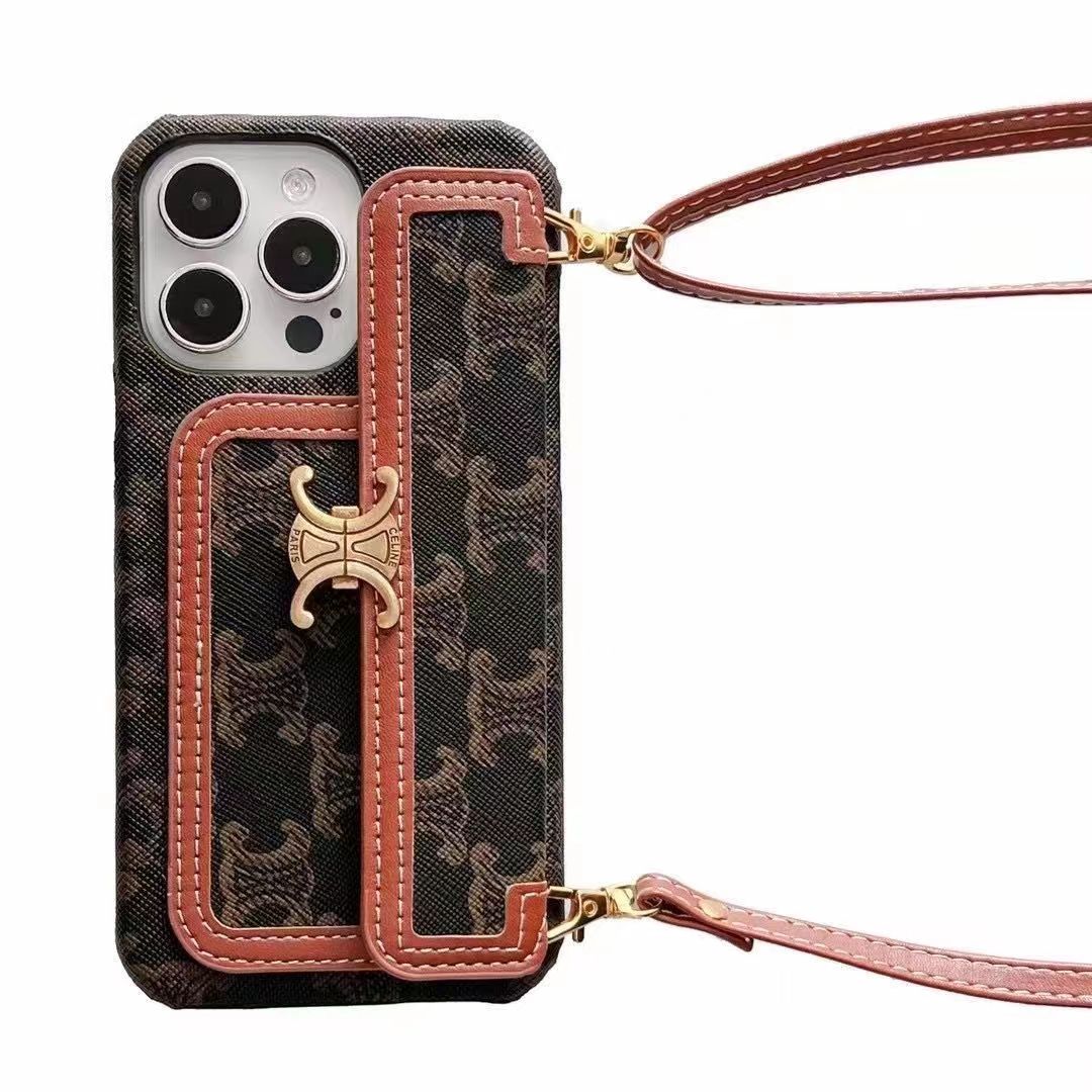 Cross-body leather card hold phone case for iphone