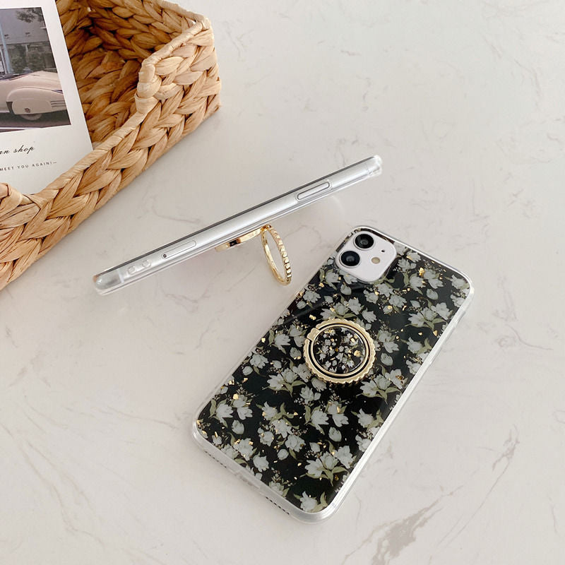 Small floral gold foil phone case